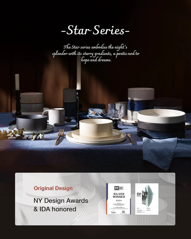 Alt view image 7 of 7 - Star 7.5" Pasta Bowls Set of 4, Plate Bowls, Cappuccino White
Double Reactive Glaze, Microwave & Dishwasher Safe, Lead-free and Cadmium-free, Stoneware Scratch Resistant, Kitchen Bowls