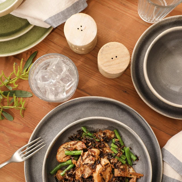 Alt view image 4 of 7 - Manila Bay 16-Piece Stoneware Dinnerware Set, Service for 4, Reactive Glaze Modern Artisan Plates, Bowls & Mugs, Assorted Colors, Round Design