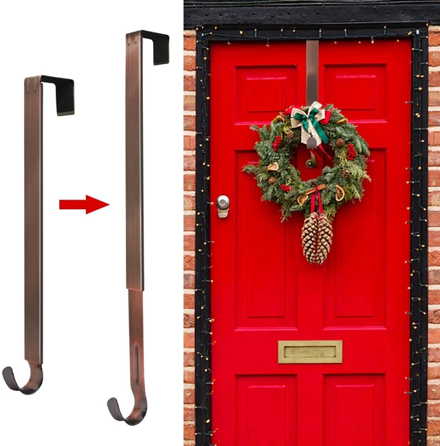 Main image of Wreath Hanger for Front Door, Adjustable Wreath Hanger from 15 to 25 Inches, 20 lbs Larger Door Upgrade Christmas Fall Wreaths Decorations Hook (Bronze)