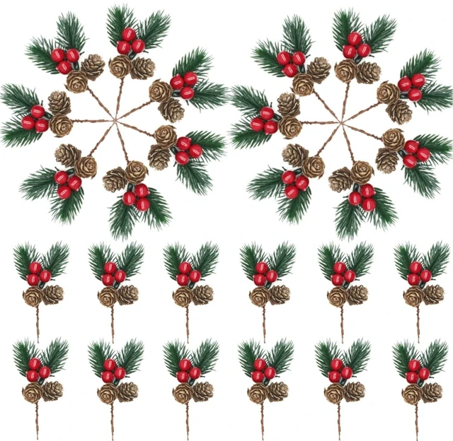 Main image of Christmas Floral Picks, 30Pcs Pine Cone Holly Berry Stems
Pinecone Crafts, Artificial Christmas Picks and Sprays, Red Berry Branches Greenery, For Christmas Home Decor, Garland,Wreath