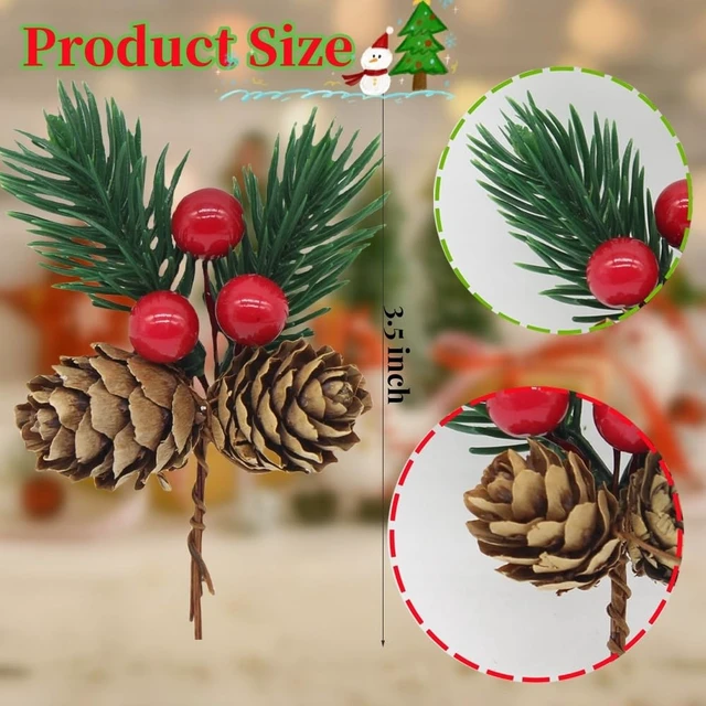 Alt view image 2 of 7 - Christmas Floral Picks, 30Pcs Pine Cone Holly Berry Stems
Pinecone Crafts, Artificial Christmas Picks and Sprays, Red Berry Branches Greenery, For Christmas Home Decor, Garland,Wreath
