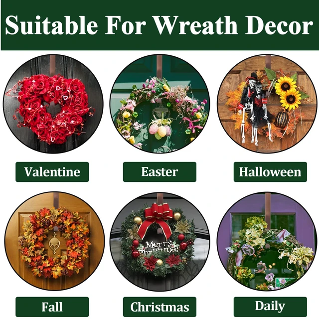 Alt view image 2 of 7 - Wreath Hanger for Front Door, Adjustable Wreath Hanger from 15 to 25 Inches, 20 lbs Larger Door Upgrade Christmas Fall Wreaths Decorations Hook (Bronze)