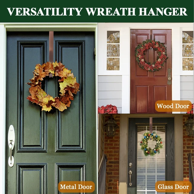 Alt view image 3 of 7 - Wreath Hanger for Front Door, Adjustable Wreath Hanger from 15 to 25 Inches, 20 lbs Larger Door Upgrade Christmas Fall Wreaths Decorations Hook (Bronze)