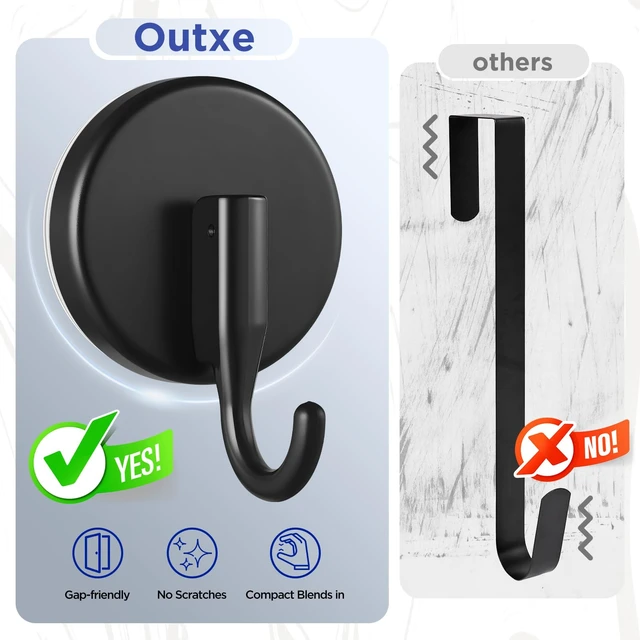 Alt view image 4 of 7 - Suction Cup Wreath Hanger, Upgraded Reef Hook
for Front Door/Glass Window/Over Door, Christmas/Thanksgiving/Halloween/July 4th/Easter/Spring/Summer/Fall (Black, 2-Pack)
