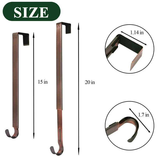 Alt view image 6 of 7 - Wreath Hanger for Front Door, Adjustable Wreath Hanger from 15 to 25 Inches, 20 lbs Larger Door Upgrade Christmas Fall Wreaths Decorations Hook (Bronze)