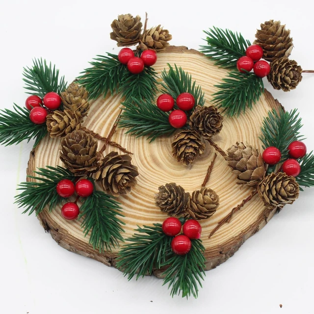 Alt view image 7 of 7 - Christmas Floral Picks, 30Pcs Pine Cone Holly Berry Stems
Pinecone Crafts, Artificial Christmas Picks and Sprays, Red Berry Branches Greenery, For Christmas Home Decor, Garland,Wreath