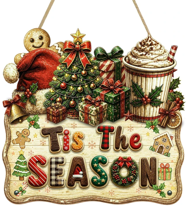 Main image of Gingerbread Christmas Decoration Tis The Season Hanger Sign Christmas Signs
Christmas Wreaths for Front Door Holiday Home Indoor Outdoor Christmas Party Supplies Xmas Winter Porch Christmas Wall Decor