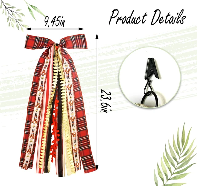Alt view image 2 of 5 - Christmas Red Plaid Wreath Bows for Front Door, Xmas Trees Lace Ribbon Bowknot Holiday Bows Accessories for Wreath Christmas Decorations