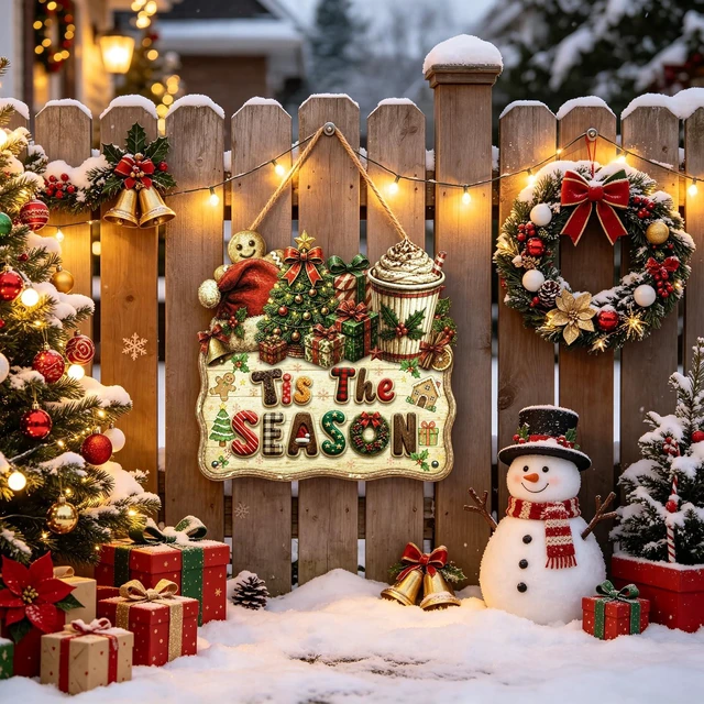 Alt view image 3 of 7 - Gingerbread Christmas Decoration Tis The Season Hanger Sign Christmas Signs
Christmas Wreaths for Front Door Holiday Home Indoor Outdoor Christmas Party Supplies Xmas Winter Porch Christmas Wall Decor