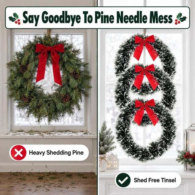 Alt view image 4 of 7 - 6 Christmas Front Door Wreaths with Red Bow 13" Winter Decoration Wall
Decor Hanging Kitchen Decorations Artificial Home Decor Holiday Indoor Window