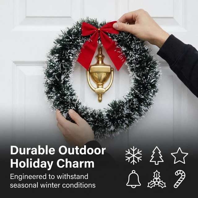 Alt view image 5 of 7 - 6 Christmas Front Door Wreaths with Red Bow 13" Winter Decoration Wall
Decor Hanging Kitchen Decorations Artificial Home Decor Holiday Indoor Window