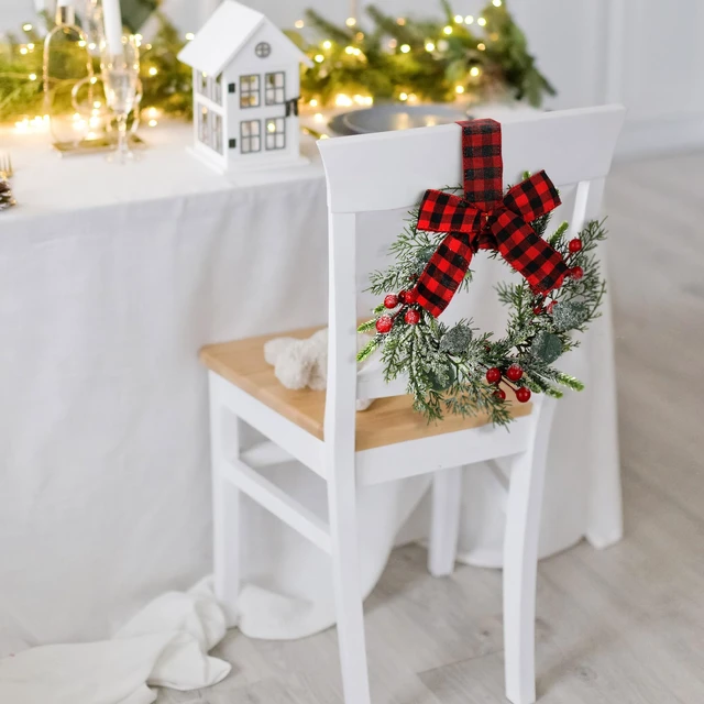 Alt view image 4 of 6 - 2 Pcs 9 Inch Small Christmas Wreaths for Kitchen Cabinet with Ribbon