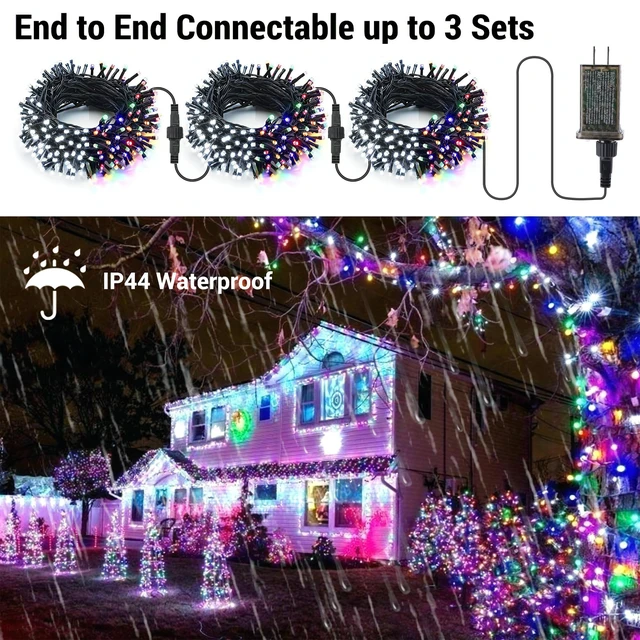 Alt view image 2 of 7 - Christmas String Lights Outdoor, 66ft 200 LED Color Changing Lights