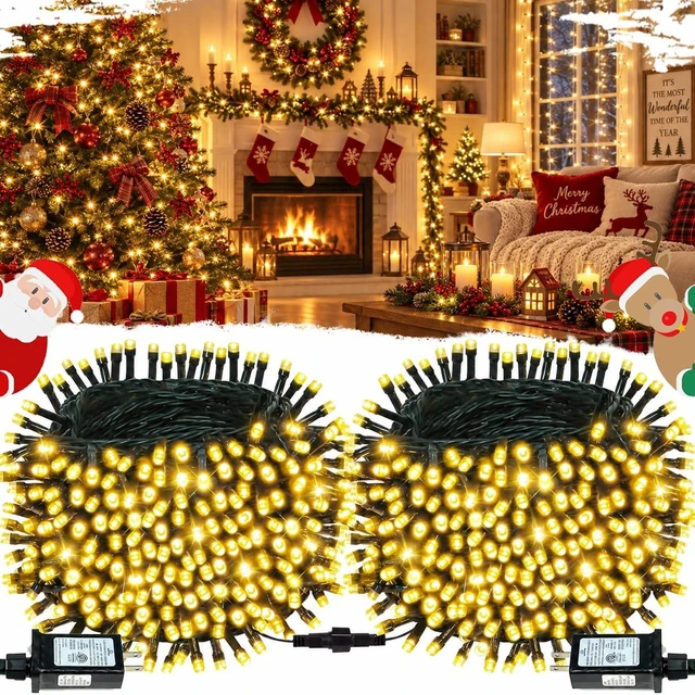 Main image of Connectable 2-Pack 164Ft 400LED Christmas String Lights, Warm White