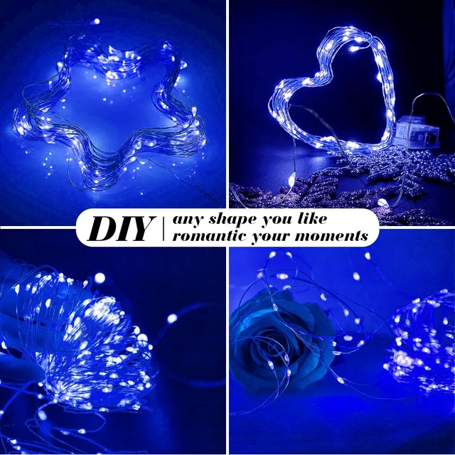 Alt view image 3 of 7 - 12 Pack Fairy Lights Battery Operated, 7ft 20 Mini LED Fairy String Lights Silver Wire 3 Modes for DIY, Parties, Wedding, Bedroom, Halloween Christmas Decoration Blue