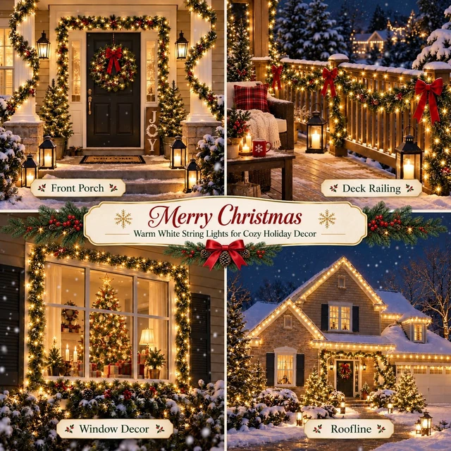 Alt view image 2 of 7 - Connectable 2-Pack 164Ft 400LED Christmas String Lights, Warm White