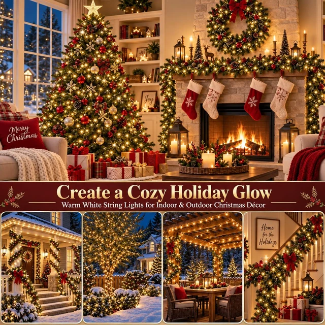 Alt view image 3 of 7 - Connectable 2-Pack 164Ft 400LED Christmas String Lights, Warm White