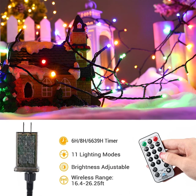 Alt view image 4 of 7 - Christmas String Lights Outdoor, 66ft 200 LED Color Changing Lights
