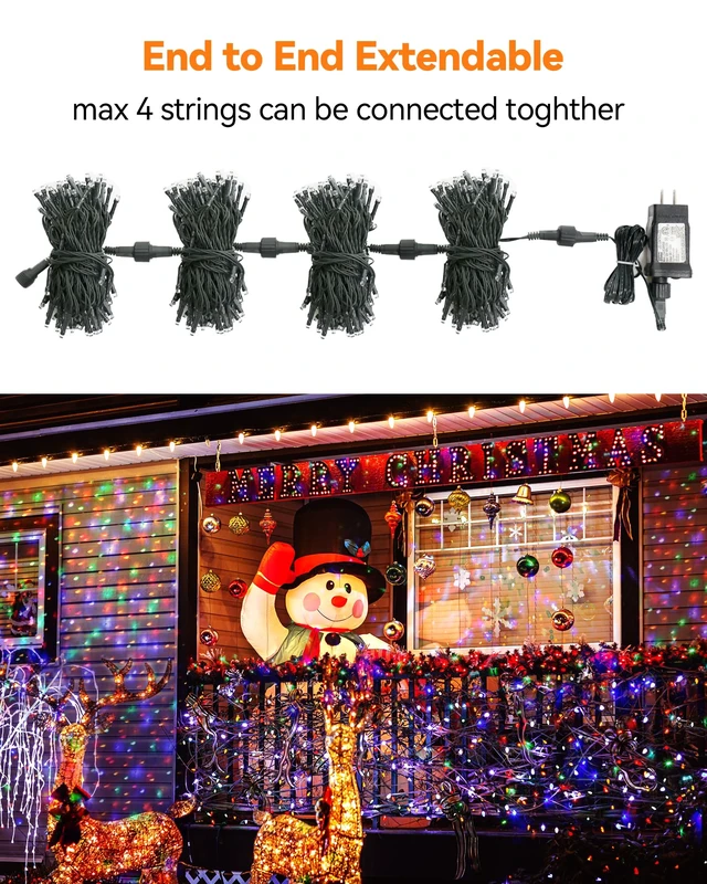 Alt view image 4 of 7 - Christmas Lights Colored String Lights 33 Ft 100 LED Waterproof Multicolor Twinkle Lights 8 Modes 30 V Plug in Fairy String Lights for Indoor Outdoor Xmas Tree Bedroom Garden Party Decor