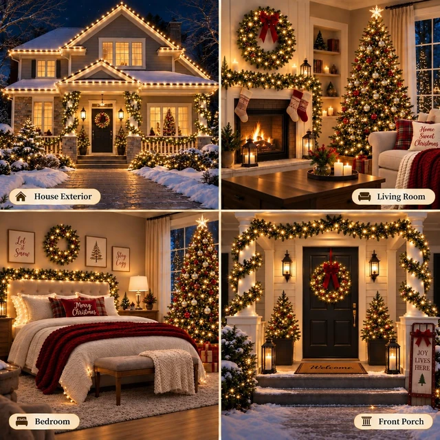 Alt view image 4 of 7 - Connectable 2-Pack 164Ft 400LED Christmas String Lights, Warm White