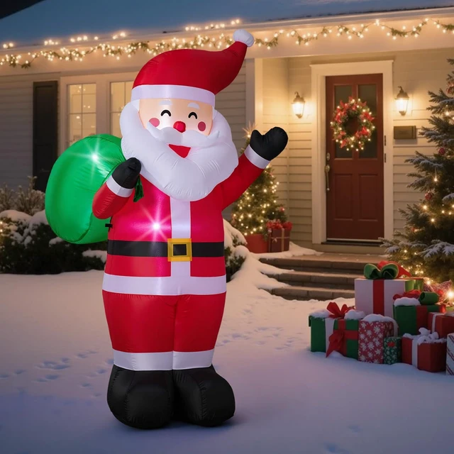 Main image of 6FT Christmas Inflatable Santa Outdoor Decoration, Blow up Santa Claus Carrying Gift Sack Yard Decoration, Large Inflatable Santa Decor for Xmas Holiday Garden Lawn Patio