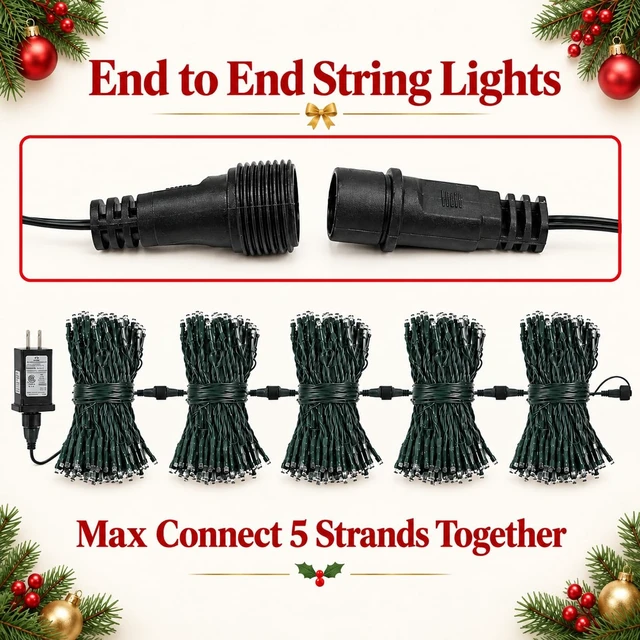 Alt view image 6 of 7 - Connectable 2-Pack 164Ft 400LED Christmas String Lights, Warm White