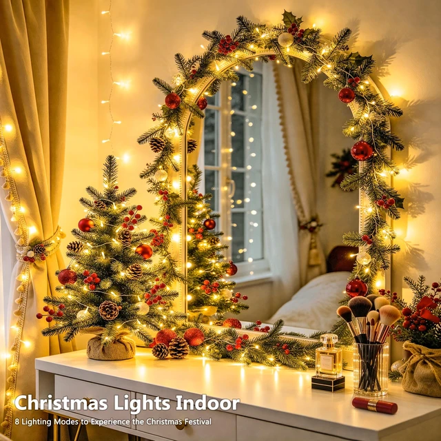 Alt view image 3 of 6 - 100 LED Christmas Lights Indoor, Warm White String Lights Bedroom