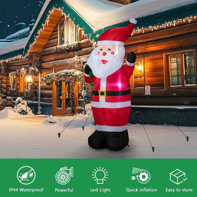 Alt view image 3 of 7 - 6FT Christmas Inflatable Santa Outdoor Decoration, Blow up Santa Claus Carrying Gift Sack Yard Decoration, Large Inflatable Santa Decor for Xmas Holiday Garden Lawn Patio