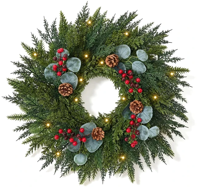 Main image of 24 Inch Christmas Wreaths for Front Door-Norfolk Pine Christmas Door Wreath