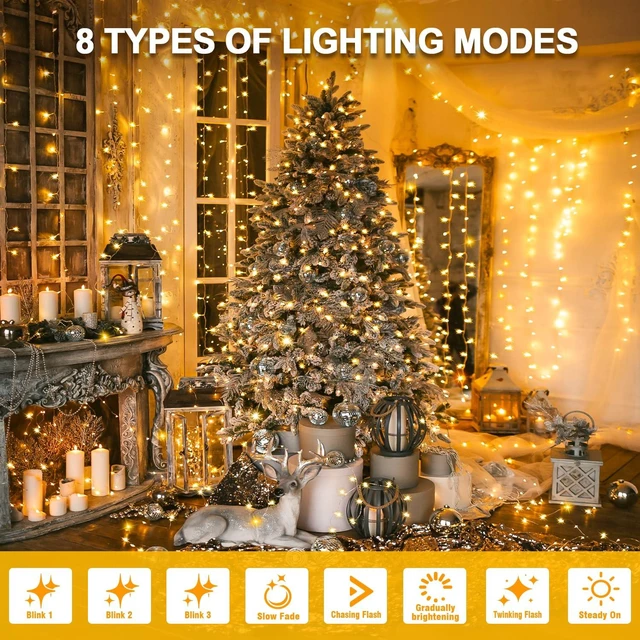 Alt view image 2 of 7 - Outside LEDs Warm White LED String Lights 70FT Transparent Wire, Waterproof & Connectable Christmas Tree Lights for Indoor Outdoor Holiday Décor