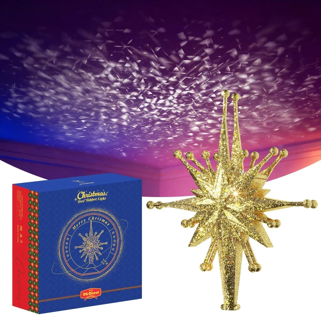 Main image of Christmas Tree Topper with Wide Coverage Light, Starlight Gold
Rotating LED Projection, Wide Coverage, Universal Tree Fit, Stable Base, Easy Installation