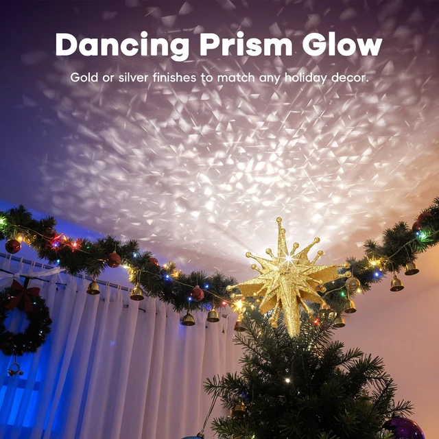 Alt view image 2 of 7 - Christmas Tree Topper with Wide Coverage Light, Starlight Gold
Rotating LED Projection, Wide Coverage, Universal Tree Fit, Stable Base, Easy Installation