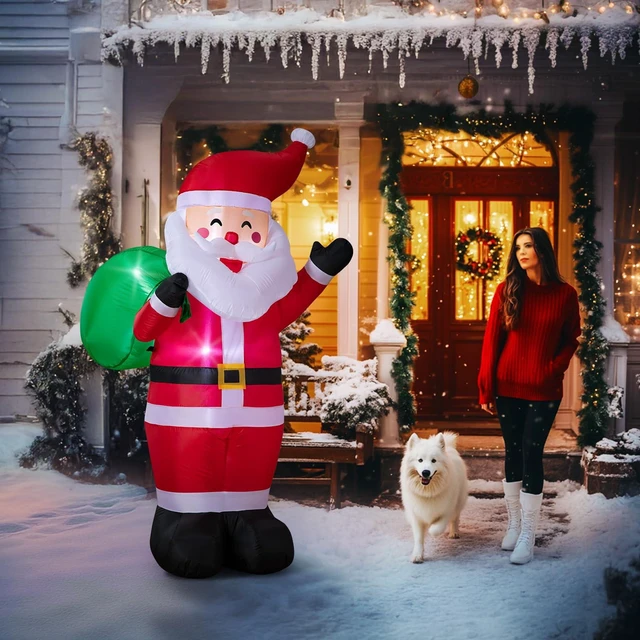 Alt view image 7 of 7 - 6FT Christmas Inflatable Santa Outdoor Decoration, Blow up Santa Claus Carrying Gift Sack Yard Decoration, Large Inflatable Santa Decor for Xmas Holiday Garden Lawn Patio
