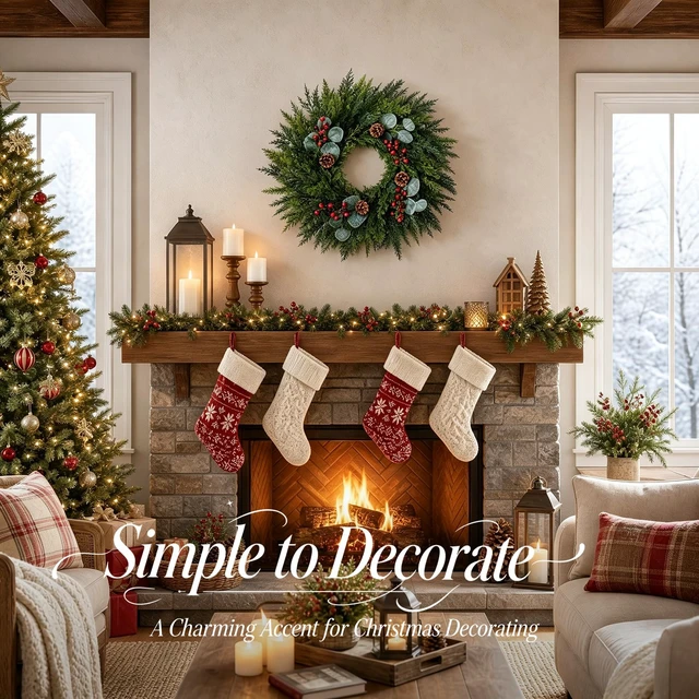 Alt view image 6 of 7 - 24 Inch Christmas Wreaths for Front Door-Norfolk Pine Christmas Door Wreath