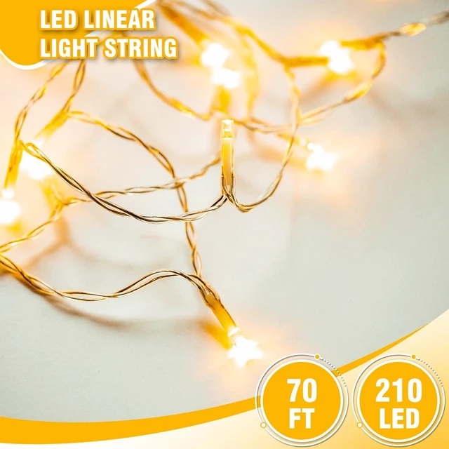 Alt view image 6 of 7 - Outside LEDs Warm White LED String Lights 70FT Transparent Wire, Waterproof & Connectable Christmas Tree Lights for Indoor Outdoor Holiday Décor