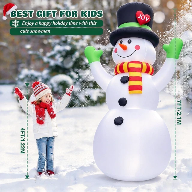 Alt view image 2 of 6 - 7 FT Christmas Inflatables Snowman Outdoor Decorations, Giant Blow up Snow Man Yard Decor Built-in Bright LED Light Wear Magic Hat, Weatherproof Holiday for Garden Patio Lawn Party Xmas Gifts