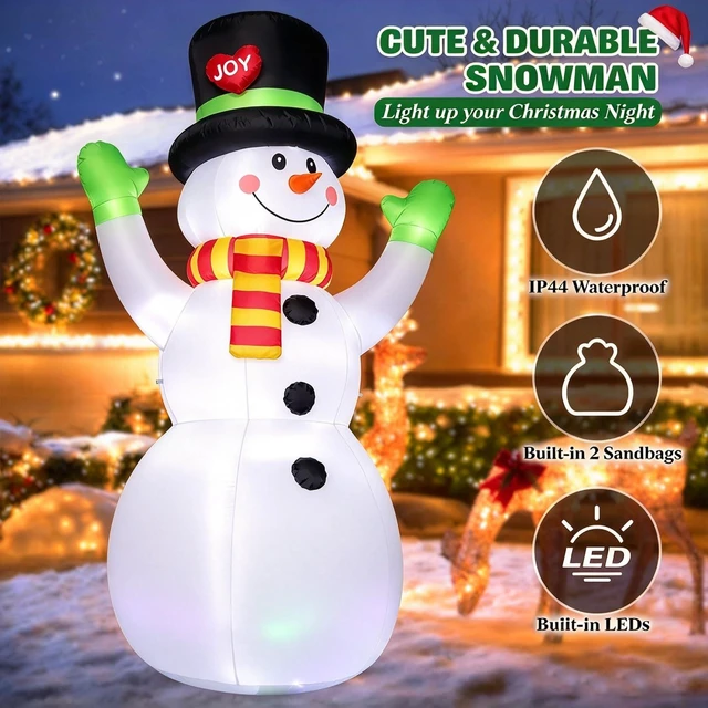 Alt view image 3 of 6 - 7 FT Christmas Inflatables Snowman Outdoor Decorations, Giant Blow up Snow Man Yard Decor Built-in Bright LED Light Wear Magic Hat, Weatherproof Holiday for Garden Patio Lawn Party Xmas Gifts
