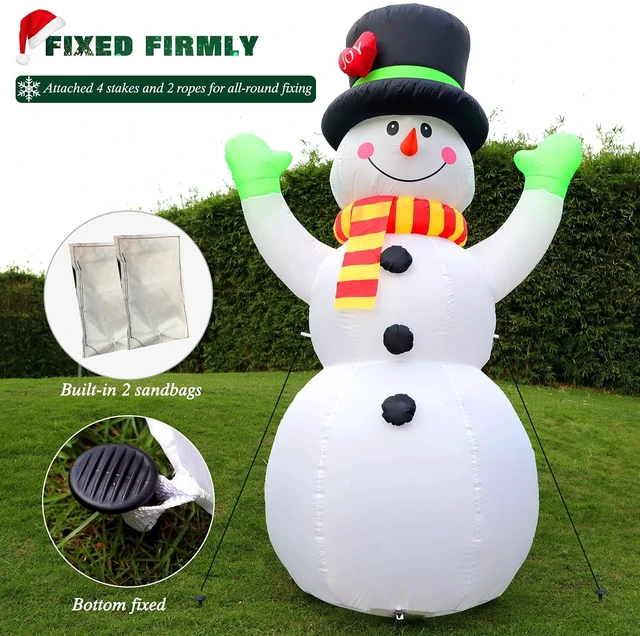 Alt view image 4 of 6 - 7 FT Christmas Inflatables Snowman Outdoor Decorations, Giant Blow up Snow Man Yard Decor Built-in Bright LED Light Wear Magic Hat, Weatherproof Holiday for Garden Patio Lawn Party Xmas Gifts