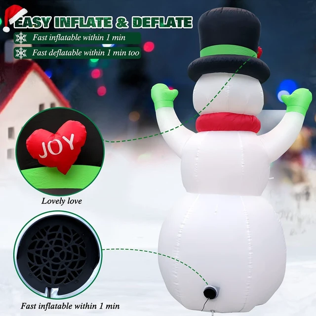 Alt view image 5 of 6 - 7 FT Christmas Inflatables Snowman Outdoor Decorations, Giant Blow up Snow Man Yard Decor Built-in Bright LED Light Wear Magic Hat, Weatherproof Holiday for Garden Patio Lawn Party Xmas Gifts