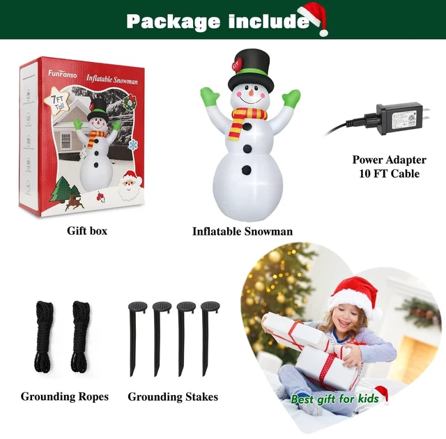 Alt view image 6 of 6 - 7 FT Christmas Inflatables Snowman Outdoor Decorations, Giant Blow up Snow Man Yard Decor Built-in Bright LED Light Wear Magic Hat, Weatherproof Holiday for Garden Patio Lawn Party Xmas Gifts