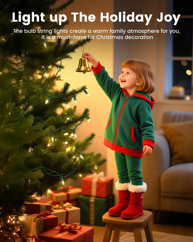 Alt view image 2 of 7 - Clear Christmas Lights 200 Count 40 Feet Bulb Mini Light
Waterproof String Light for Indoor Xmas Tree Garland Birthday Wedding Decoration, Green Wire