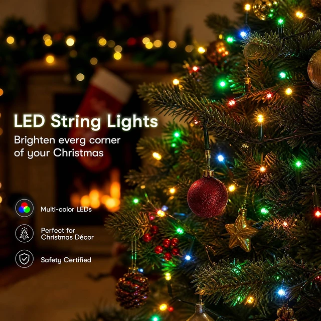 Alt view image 2 of 7 - 66FT 200 LED Christmas String Lights Outdoor with 8 Modes
Multi-Colored Christmas Lights Plug in Connectable, Waterproof Christmas Decorations for Xmas Indoor Party Home Tree Decor