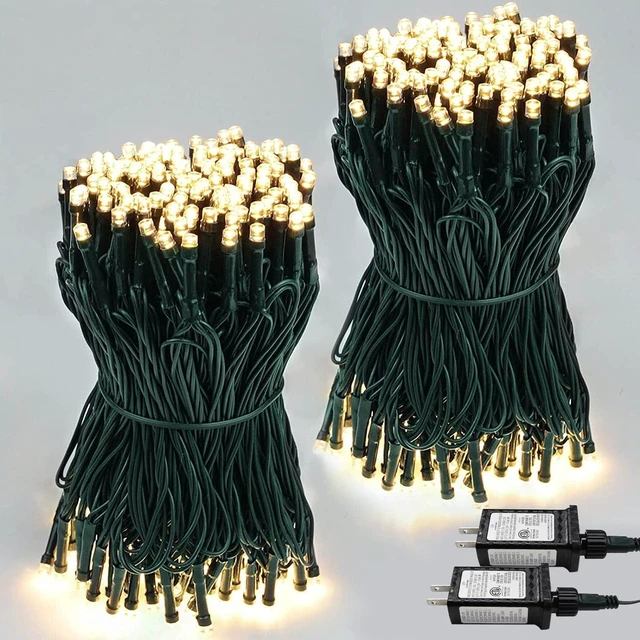 Main image of 2 Pack 200 LED Christmas Lights 13 Modes Extendable Christmas Tree Lights
66FT Waterproof Twinkle Fairy Lights, Green Wire String Lights Outdoor Indoor for Xmas Tree Holiday Party Garden, Warm White