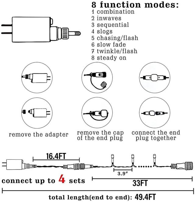 Alt view image 2 of 7 - Christmas String Lights, 100 LED 33 FT Connectable Fairy Lights with 8 Modes, Waterproof Christmas Decorations for Indoor Outdoor Holiday Party Home Tree Decor (Multi-Colored)