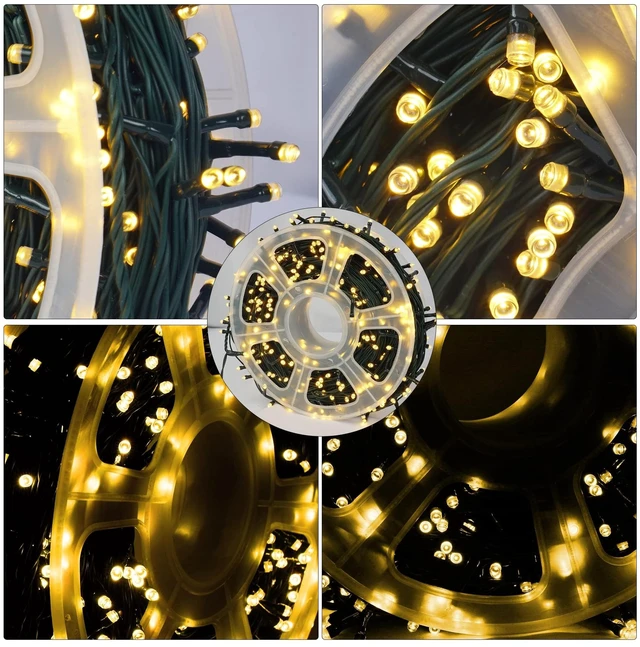 Alt view image 3 of 7 - 164FT 500 LED Christmas Indoor Outdoor Decorative String Lights, 8 Modes Waterproof Green Wire LED Fairy Light for Christmas Party Wedding Garden Home Decoration (Warm White)