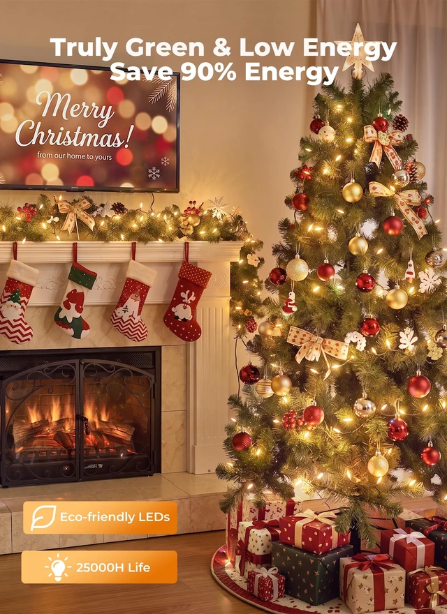 Alt view image 3 of 7 - LED Christmas Mini Lights, 39Feet 100 LED Clear Bulbs String Lights with 8 Light Modes, Connectable Fairy Lights Plug in for Outdoor Xmas Trees Garland Wreath Holiday Decorations, Warm White
