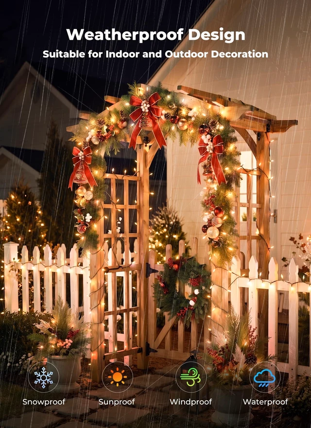 Alt view image 4 of 7 - LED Christmas Mini Lights, 39Feet 100 LED Clear Bulbs String Lights with 8 Light Modes, Connectable Fairy Lights Plug in for Outdoor Xmas Trees Garland Wreath Holiday Decorations, Warm White