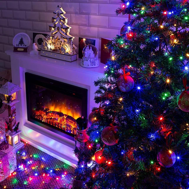 Alt view image 4 of 7 - Christmas String Lights, 100 LED 33 FT Connectable Fairy Lights with 8 Modes, Waterproof Christmas Decorations for Indoor Outdoor Holiday Party Home Tree Decor (Multi-Colored)