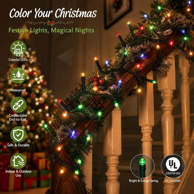 Alt view image 5 of 7 - 66FT 200 LED Christmas String Lights Outdoor with 8 Modes
Multi-Colored Christmas Lights Plug in Connectable, Waterproof Christmas Decorations for Xmas Indoor Party Home Tree Decor