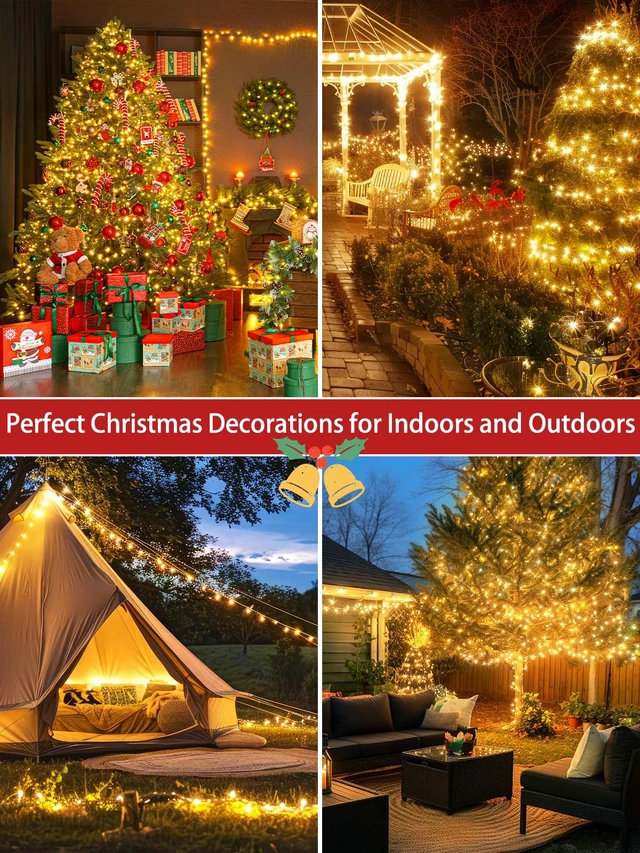 Alt view image 6 of 7 - 2 Pack 200 LED Christmas Lights 13 Modes Extendable Christmas Tree Lights
66FT Waterproof Twinkle Fairy Lights, Green Wire String Lights Outdoor Indoor for Xmas Tree Holiday Party Garden, Warm White